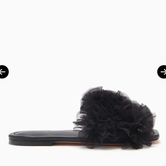ULLA JOHNSON BNIB Helia Slide Ruffle Tulle Slides in Black Size 37.5 - Picture 2 of 4